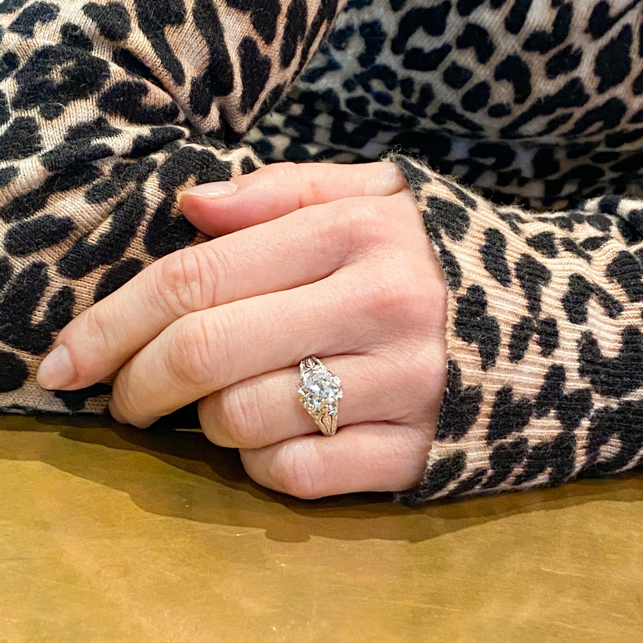 Mid Century Carat Old Cut Diamond Engagement Ring, circa 1960