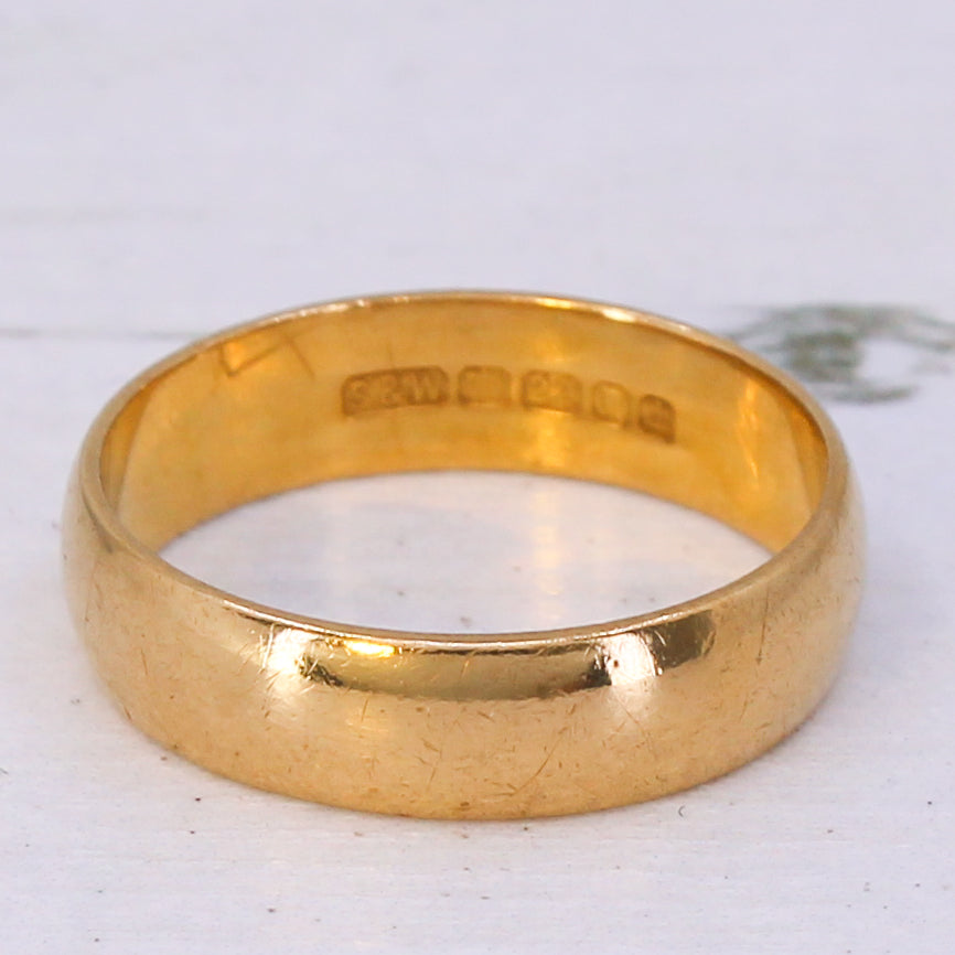 Vintage 22k Yellow Gold Wedding Band, dated 1967, size N