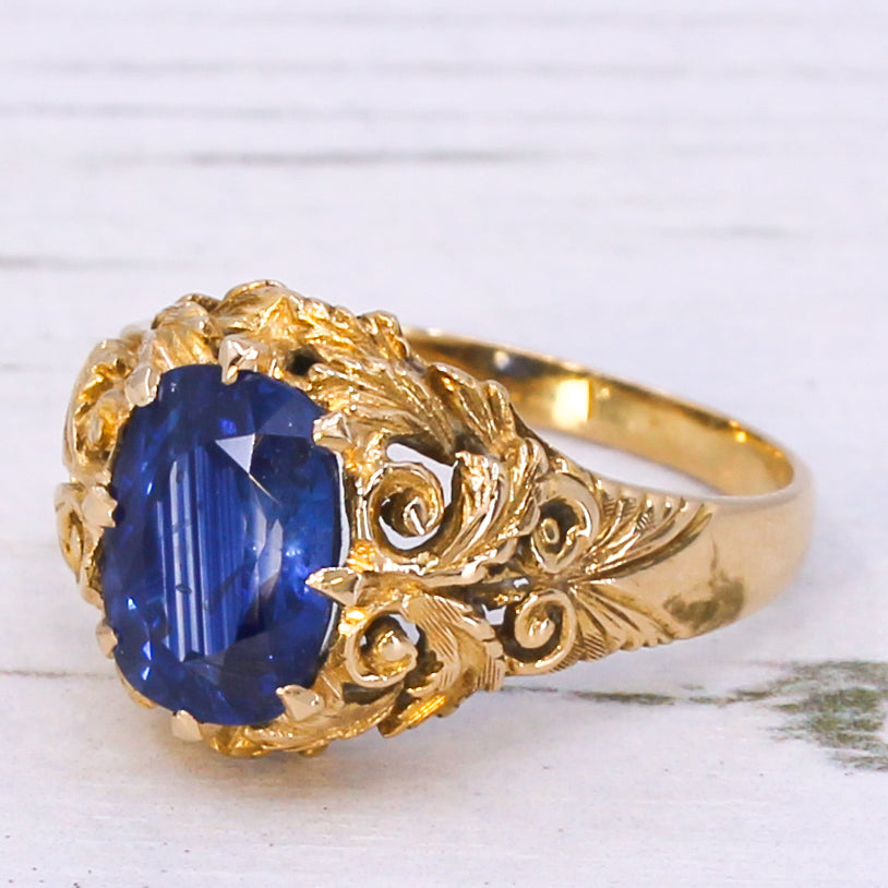 Victorian 2.00 Carat Ceylon Sapphire Solitaire Ring, circa 1900