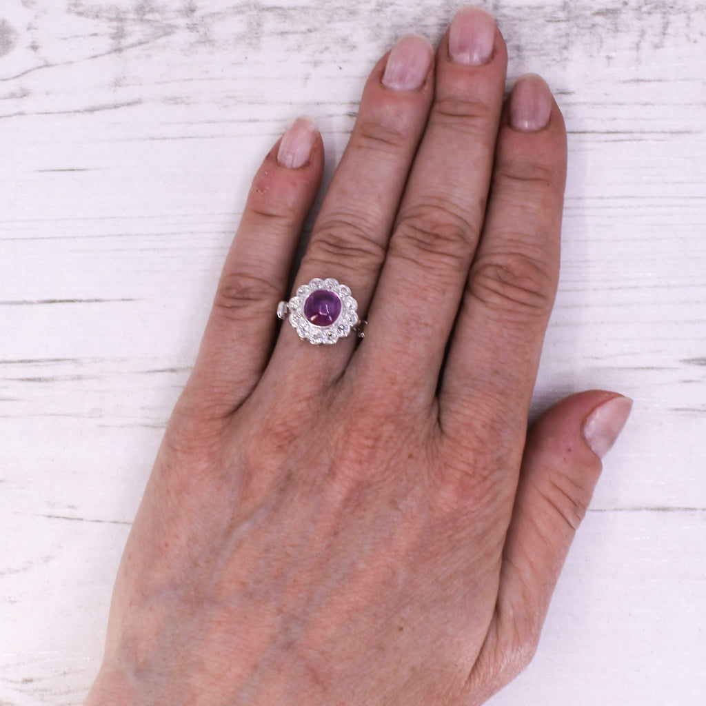 Art Deco 2.19 Carat Mogok Burmese Ruby & Diamond Cluster Ring, circa 1925