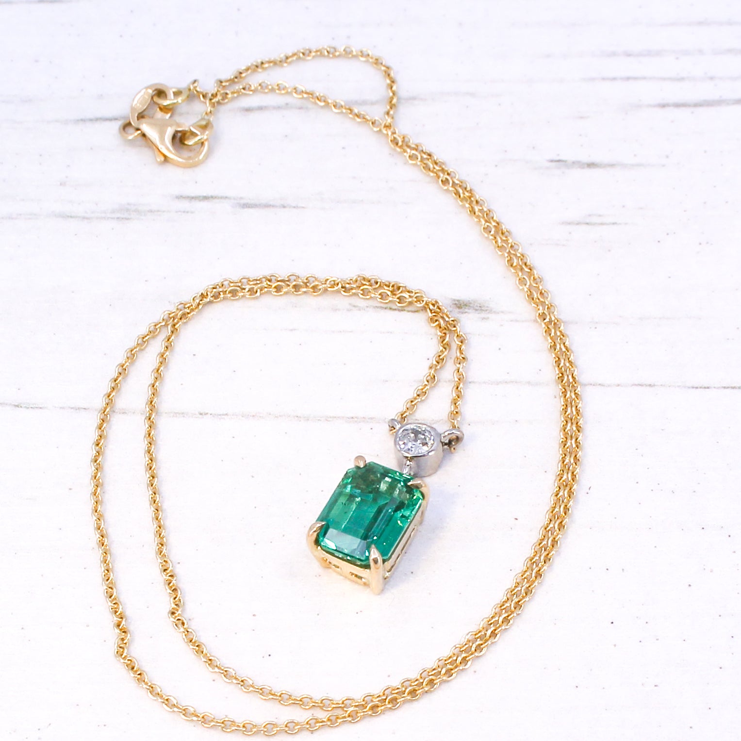 Vintage 1.97 Carat No Oil Zambian Emerald Pendant, circa 1965