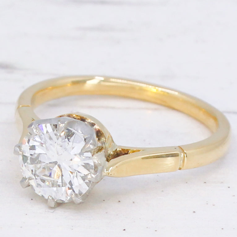 Vintage 1.16 Carat Transitional Cut Diamond Engagement Ring, circa 1955