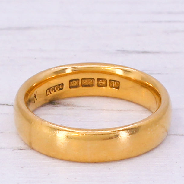 Antique 22k Yellow Gold Wedding Band, dated 1921