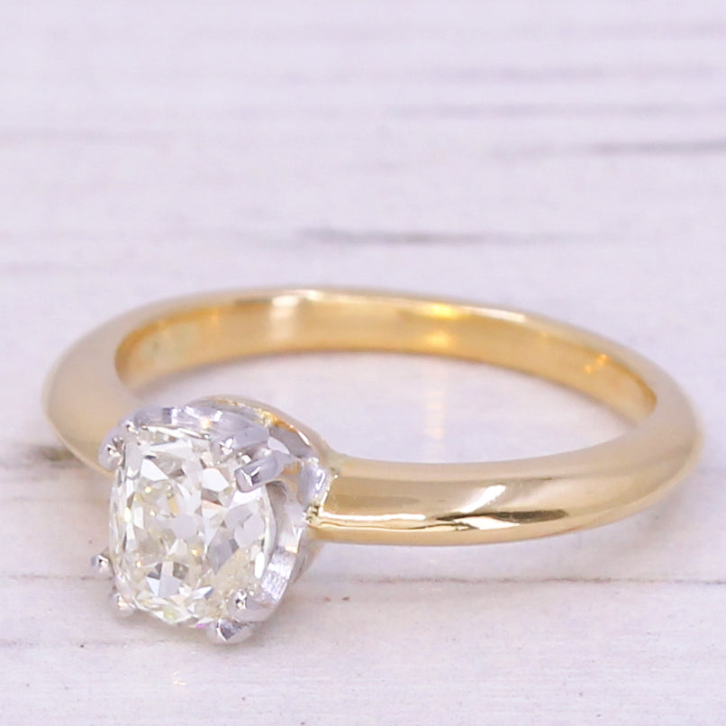 Mid Century 0.91 Carat Old Cut Diamond Engagement Ring, circa 1950