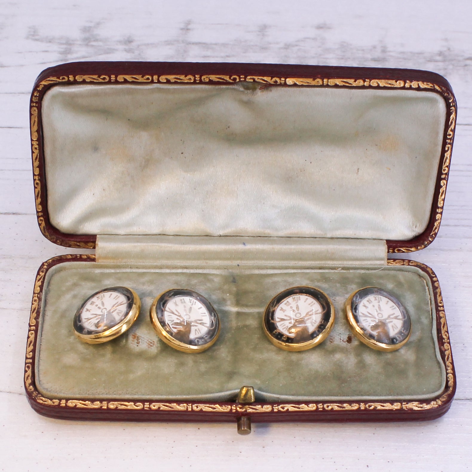 Edwardian Essex Crystal "Elks Lodge" Cufflinks, Boxed, circa 1910