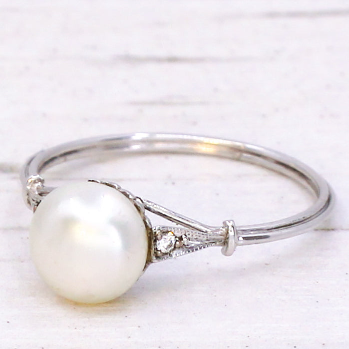 natural pearl solitaire ring
