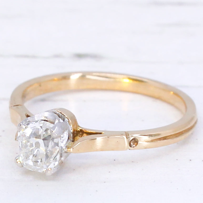 Antique 0.79 Carat Old Cut Diamond Engagement Ring, circa 1920