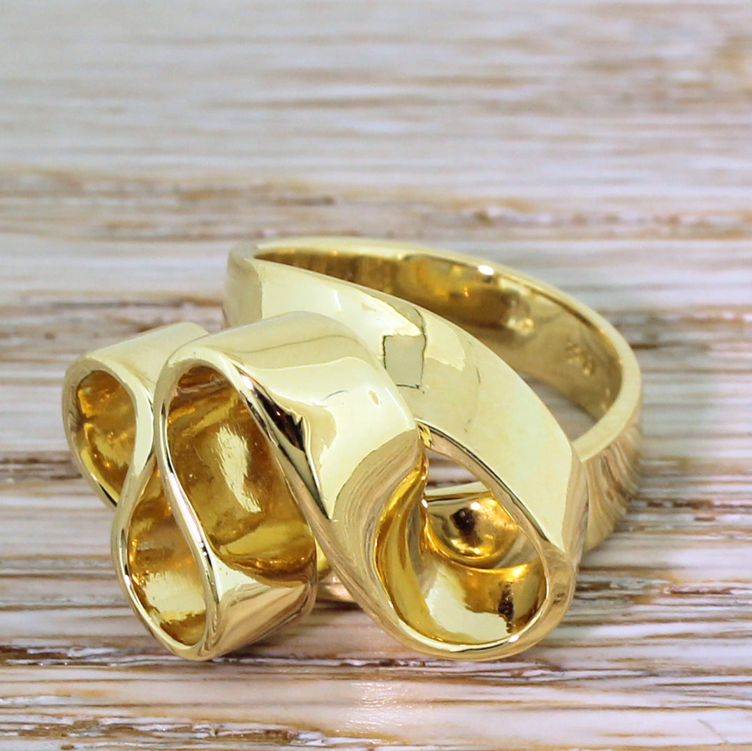 Avant Garde 18k Yellow Gold Ribbon Ring, dated 1972