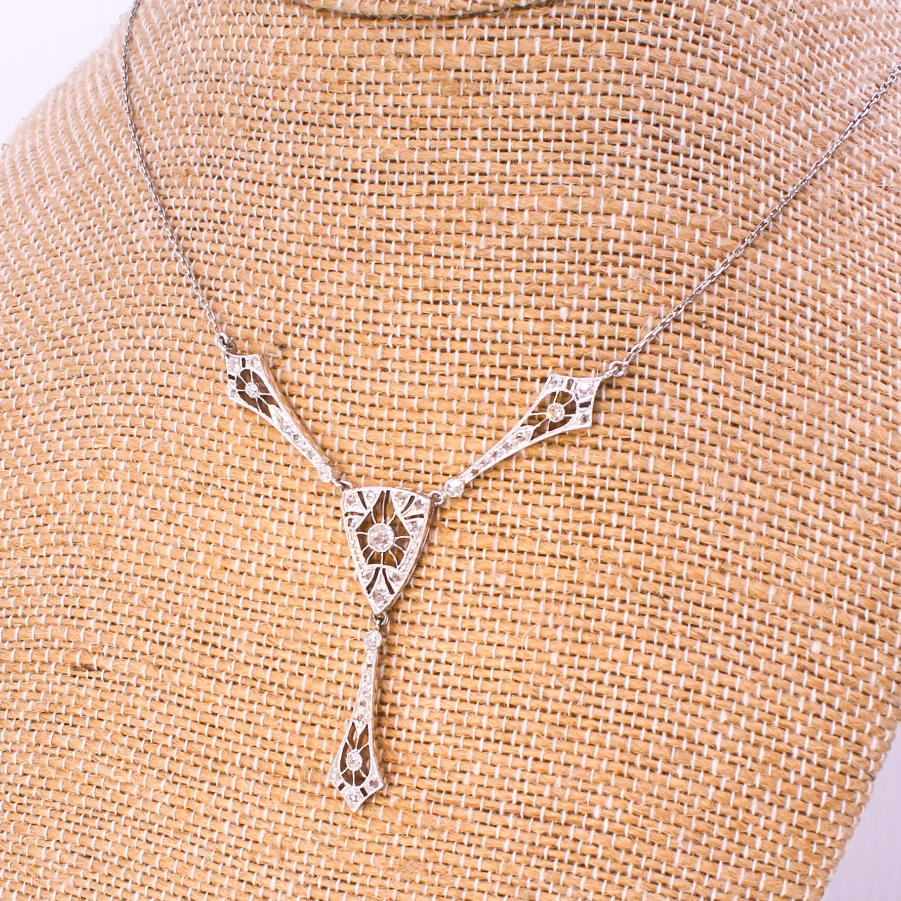 Mid Century 0.66 Carat Old Cut Diamond Necklace, circa 1970