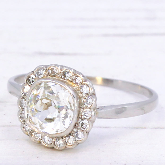 Art Deco 1.13 Carat Old Cut Cluster Ring, circa 1920