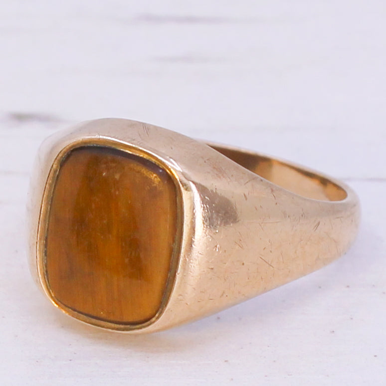 Vintage Tiger's Eye Signet Ring, dated 1977