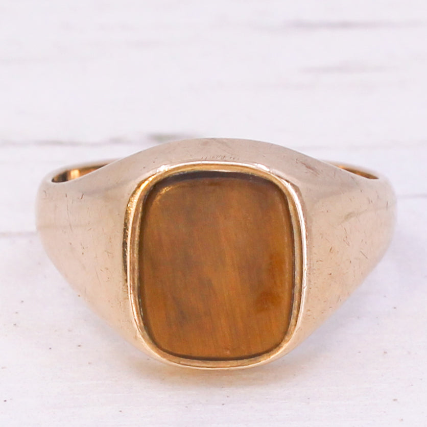 Vintage Tiger's Eye Signet Ring, dated 1977