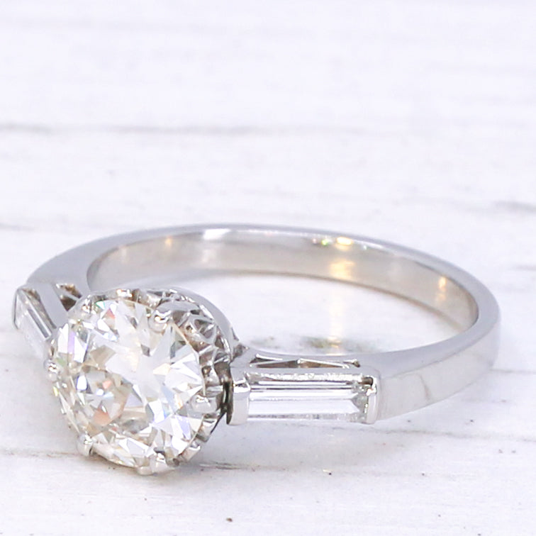 Vintage 1.15 Old Cut Diamond Engagement Ring, circa 1950