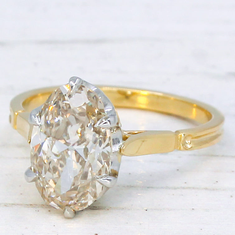 Vintage 2.50 Carat Old Oval Cut Diamond Solitaire Ring, circa 1935