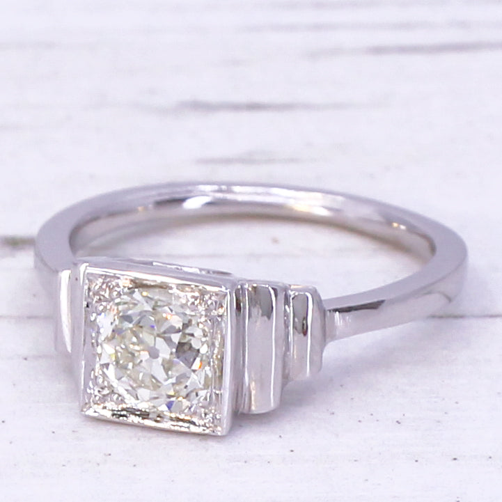 Mid Century 0.84 Carat Old Cut Diamond Engagement Ring, circa 1950