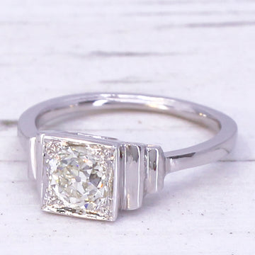 Mid Century 0.84 Carat Old Cut Diamond Engagement Ring, circa 1950