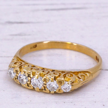 Late 20th Century 0.45 Carat Diamond Five Stone Ring, dated 1978