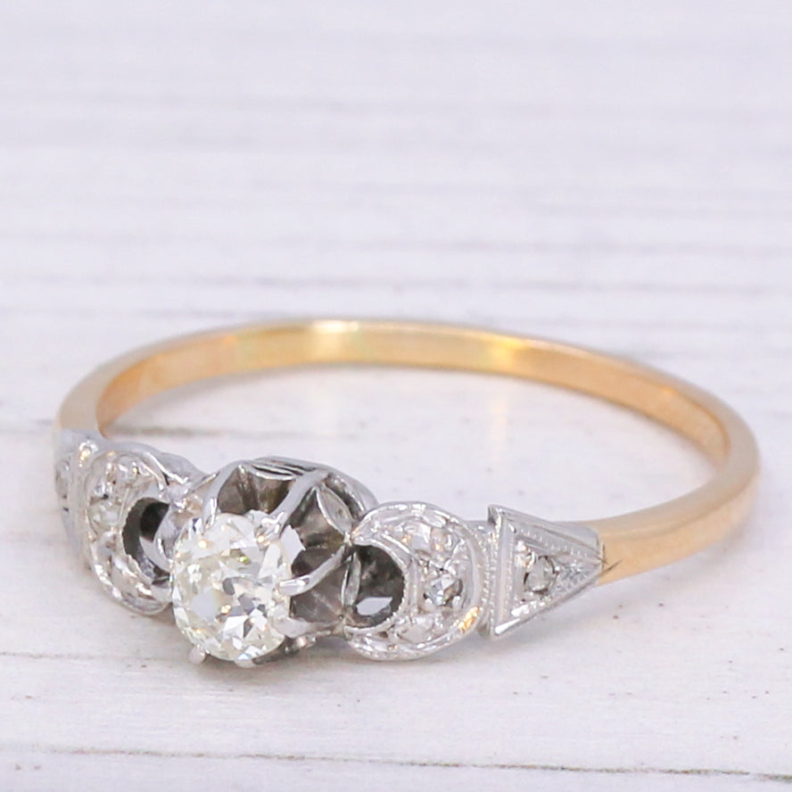 Antique 0.35 Carat Old Cut Diamond Engagement Ring, circa 1910
