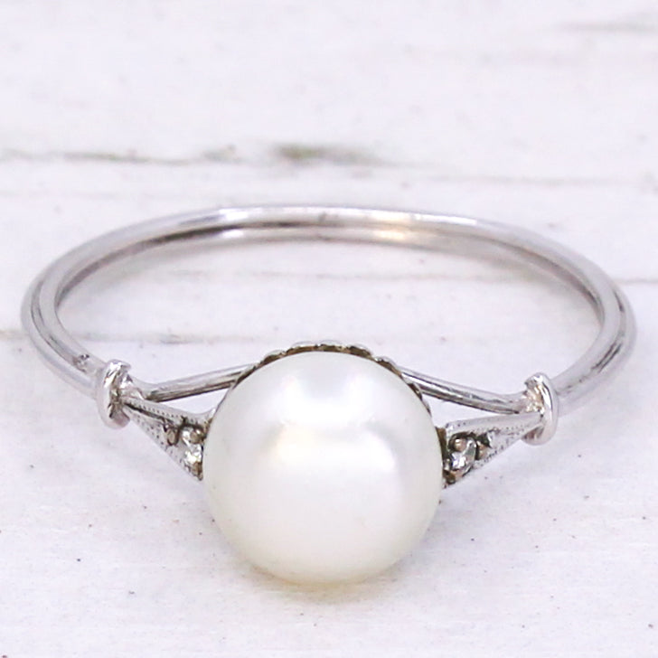 natural pearl solitaire ring