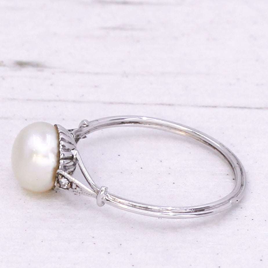 natural pearl solitaire ring