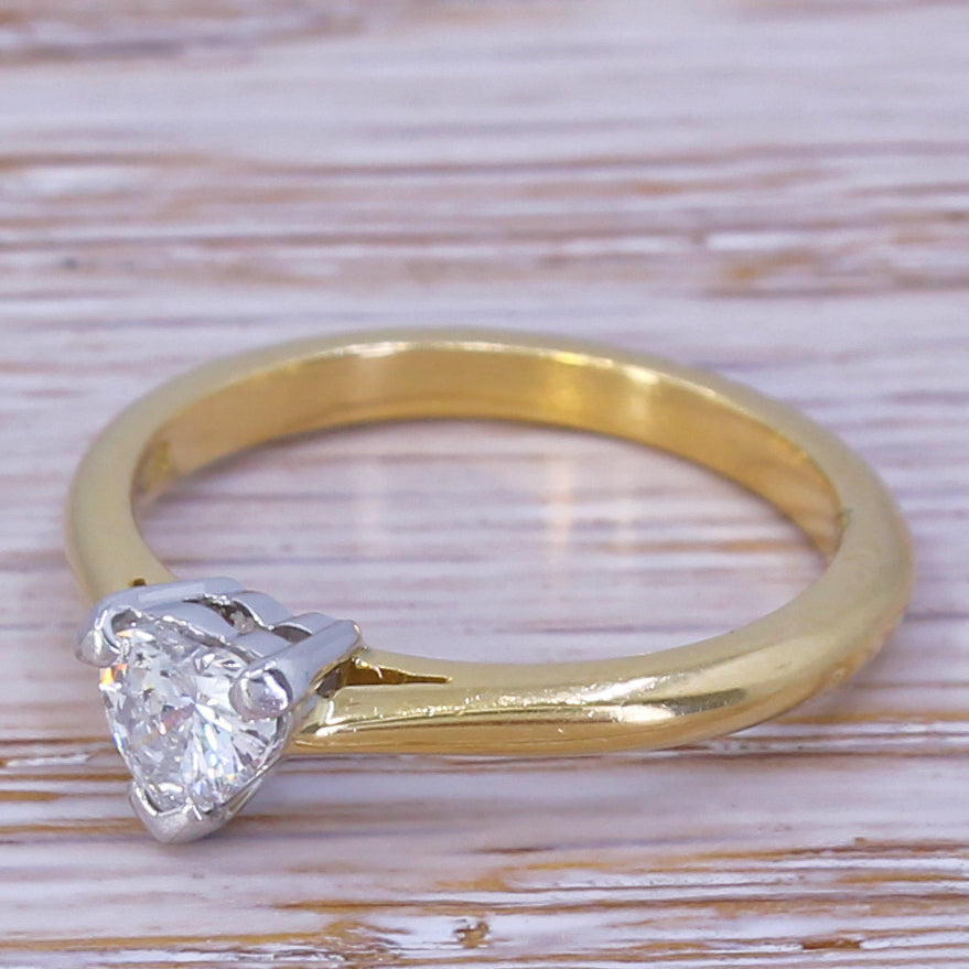 Modern 0.33 Carat Heart Shaped Diamond Engagement Ring, 18k Gold