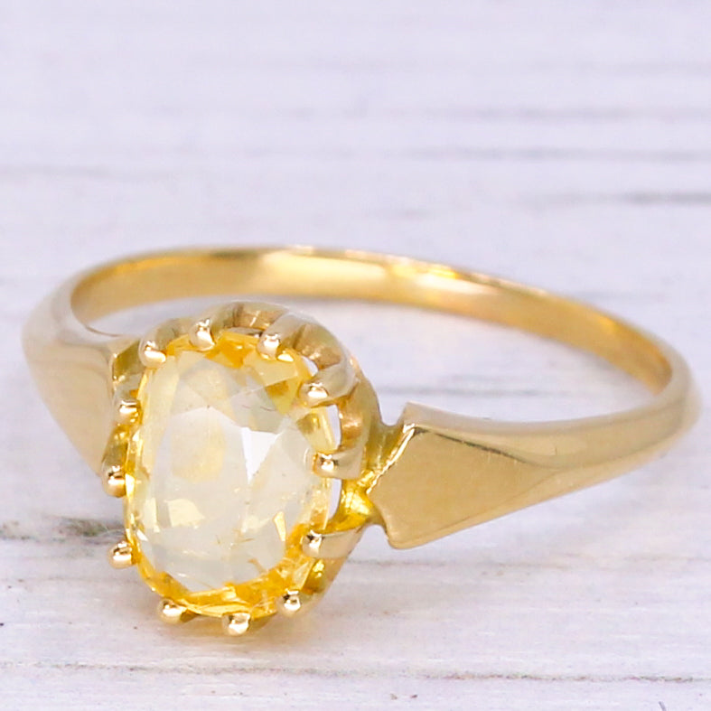 Victorian 1.97 Carat Natural Ceylon Yellow Sapphire Solitaire Ring, circa 1900