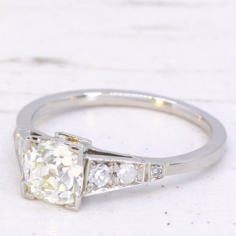 old mine cut diamond engagement ring