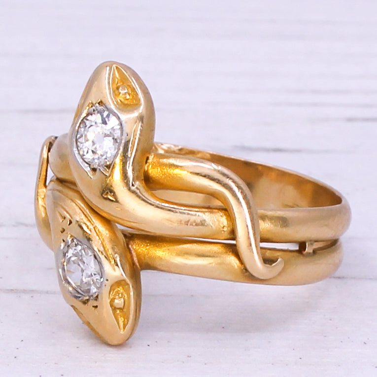 Victorian Carat Old Cut Diamond Snake Ring, circa 1900