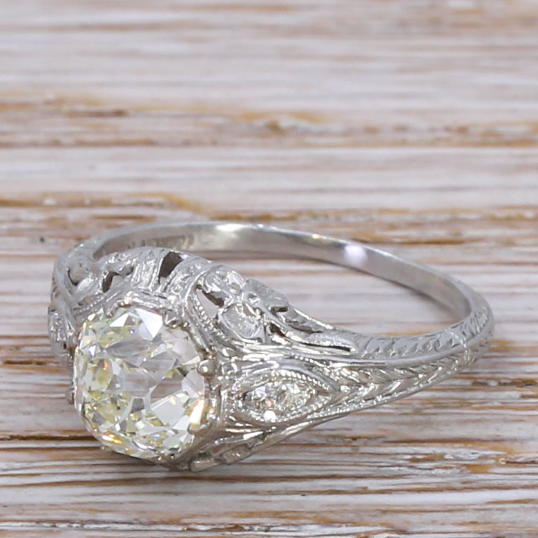 Edwardian 1.85 Carat Old Cut Diamond Engagement Ring, circa 1910