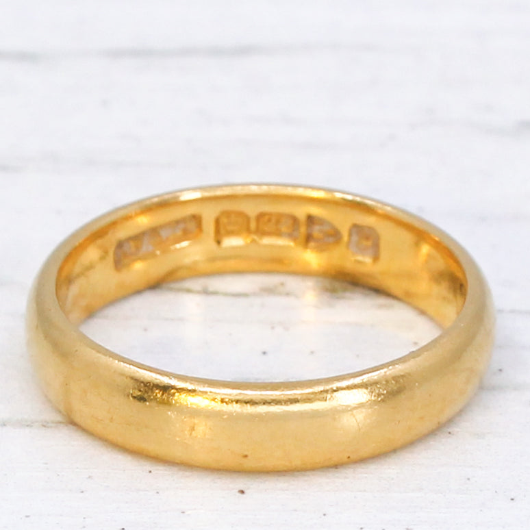 Antique 22k Yellow Gold Wedding Band Ring, dated 1924