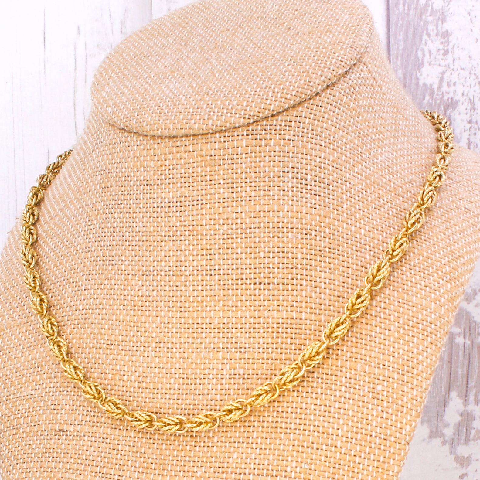 Vintage 18 Inch Fancy Rope Chain, 18k Gold, circa 1965