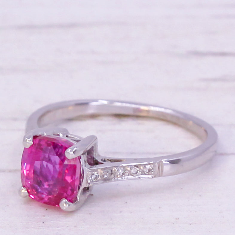 Mid Century 2.06 Carat Natural Pink Sapphire Solitaire Ring, circa 1960