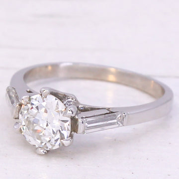 Mid Century 0.91 Carat Old Cut Diamond Engagement Ring, circa 1950