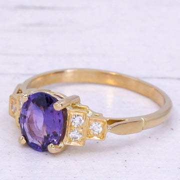 Art Deco 1.11 Carat Purple Ceylon Sapphire Solitaire Ring, circa 1920