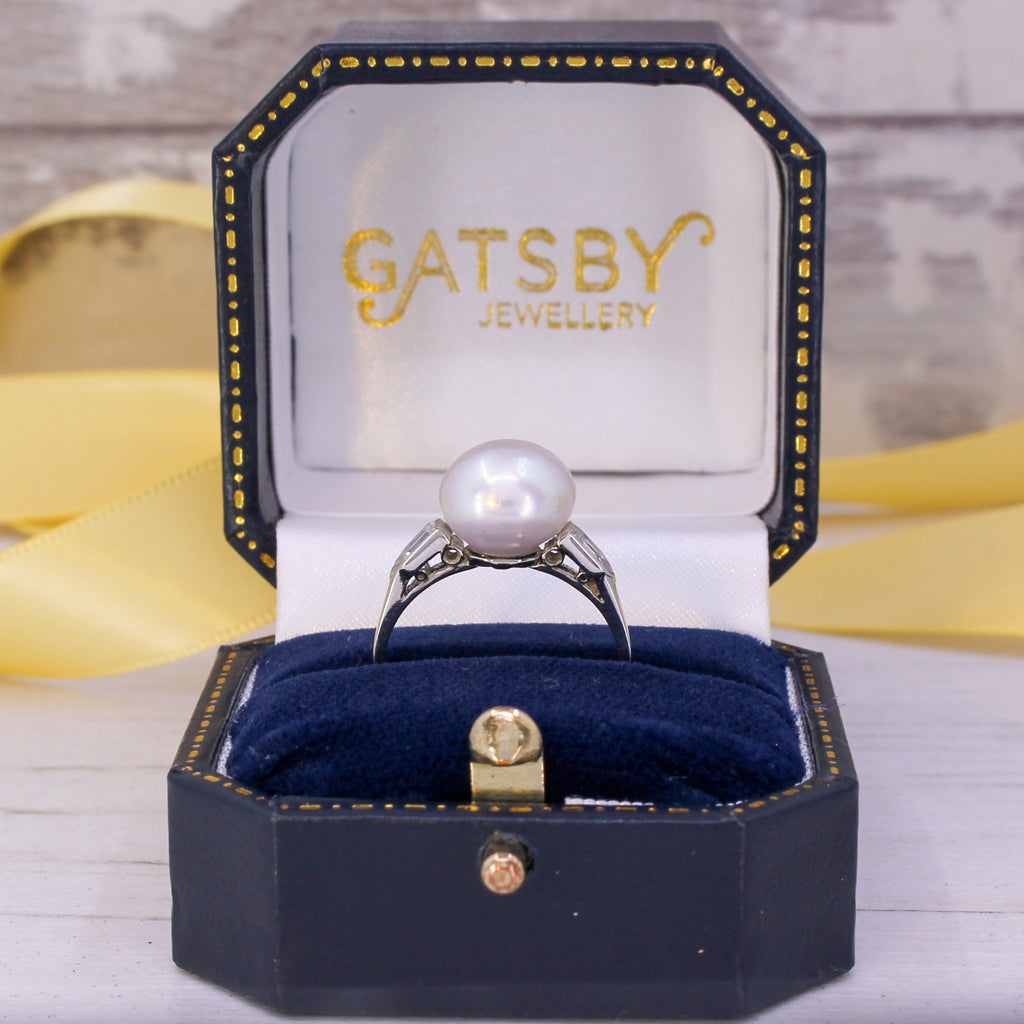 natural pearl solitaire ring