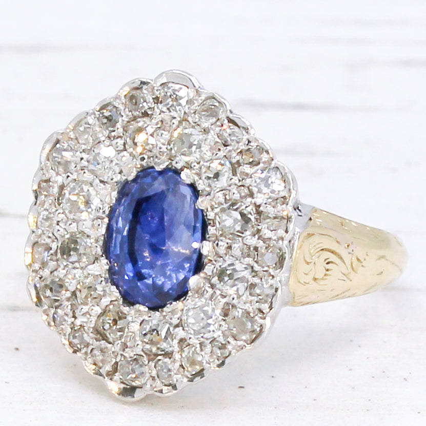 Vintage 1.00 Carat & 0.70 Carat Diamond Cluster Ring, circa 1975
