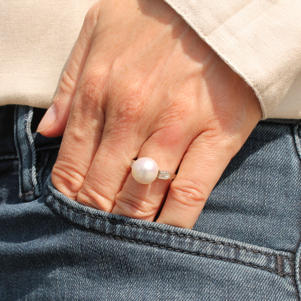 natural pearl solitaire ring