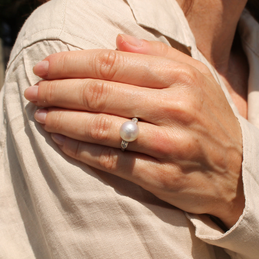natural pearl solitaire ring
