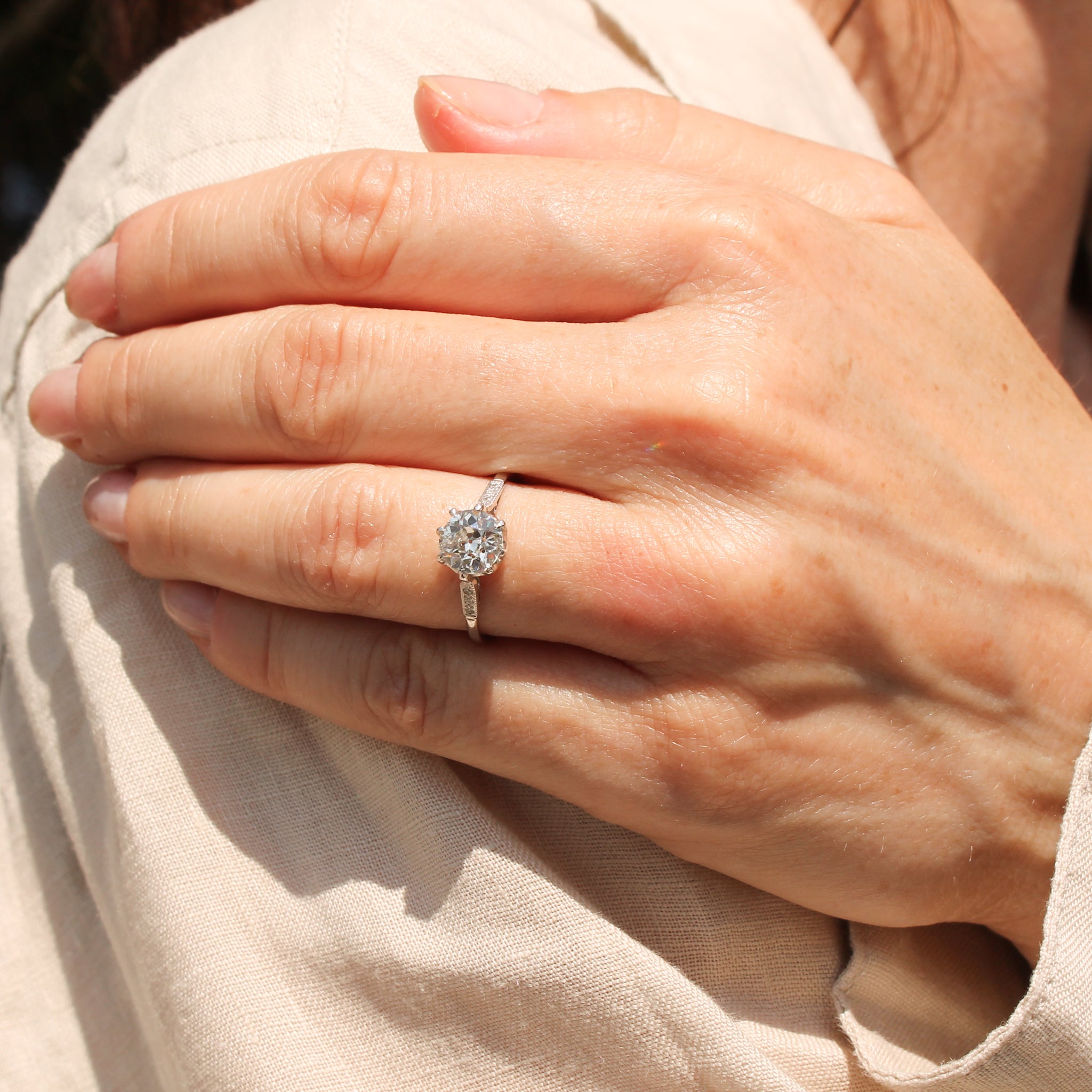 Mid Century 1.11 Carat Old Cut Diamond Engagement Ring, circa 1960