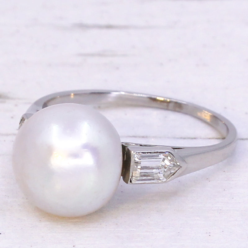 natural pearl solitaire ring