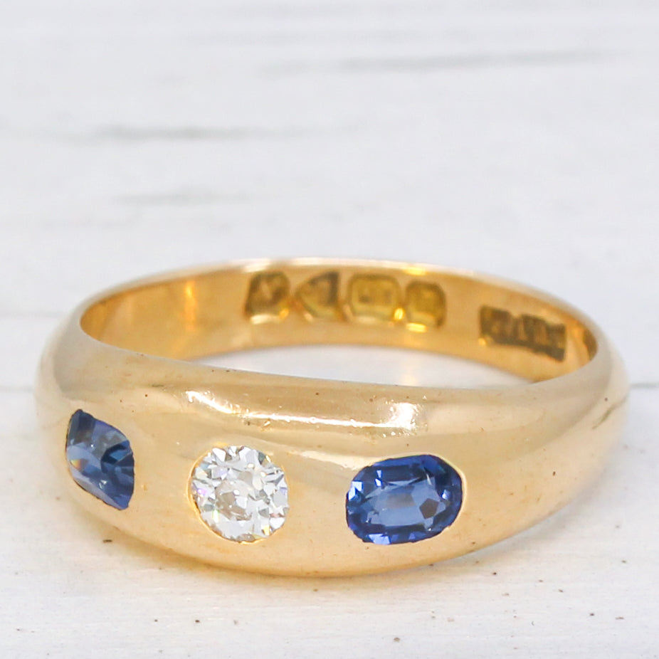sapphire and diamond gypsy ring