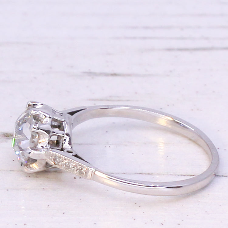 Mid Century 1.11 Carat Old Cut Diamond Engagement Ring, circa 1960