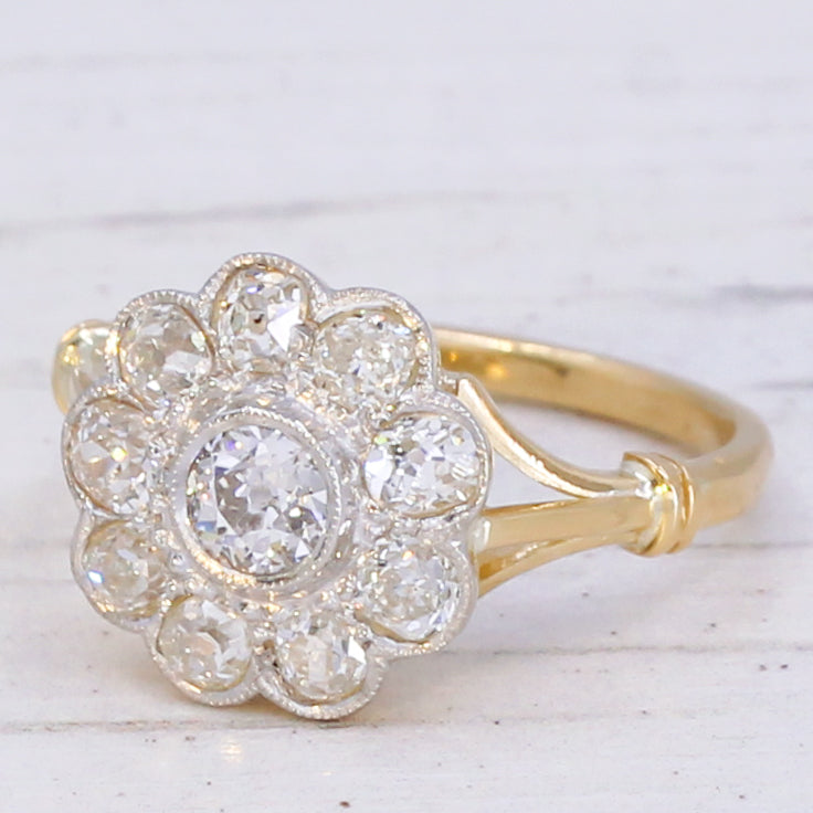 old cut diamond cluster ring