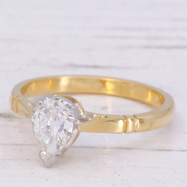 old pear cut diamond ring
