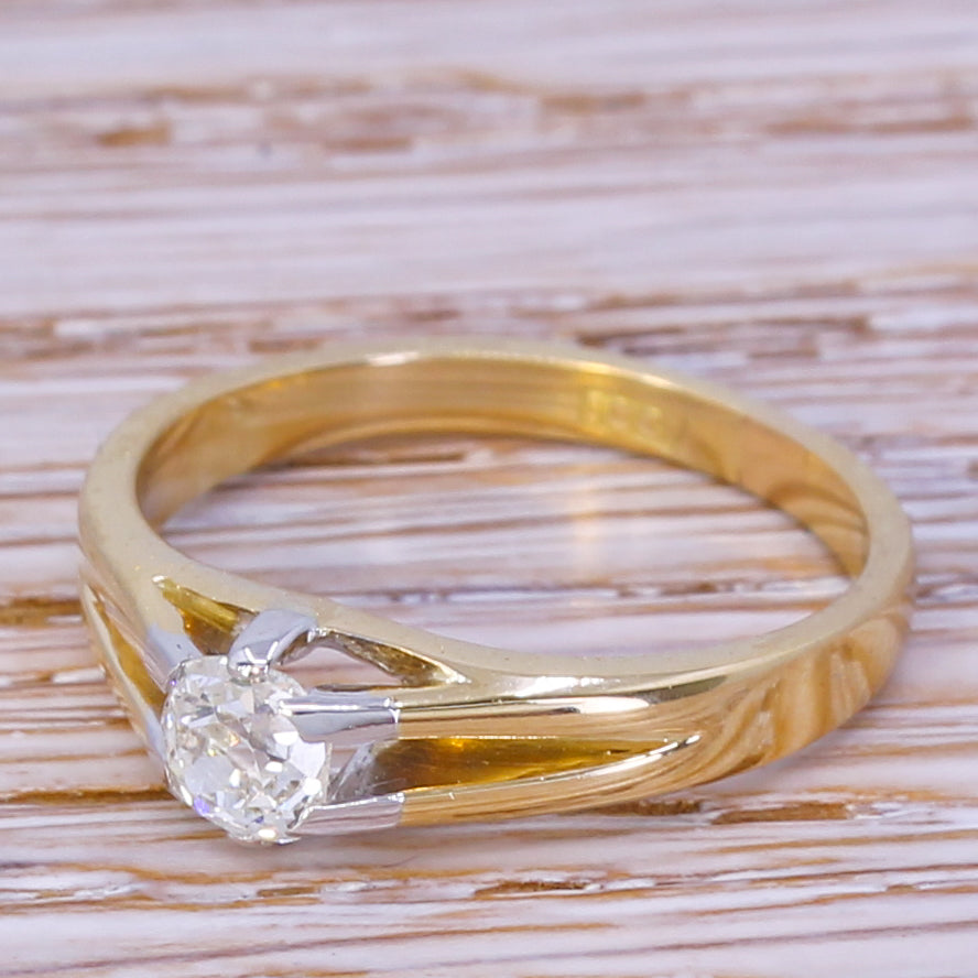 Edwardian 0.40 Carat Old Cut Diamond Solitaire Ring, circa 1905