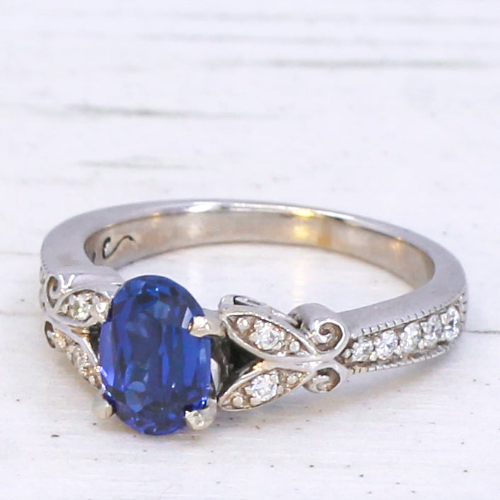 Vintage 1.00 Carat Sapphire Solitaire Ring, circa 1970