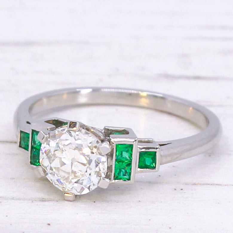 old European cut emerald ring