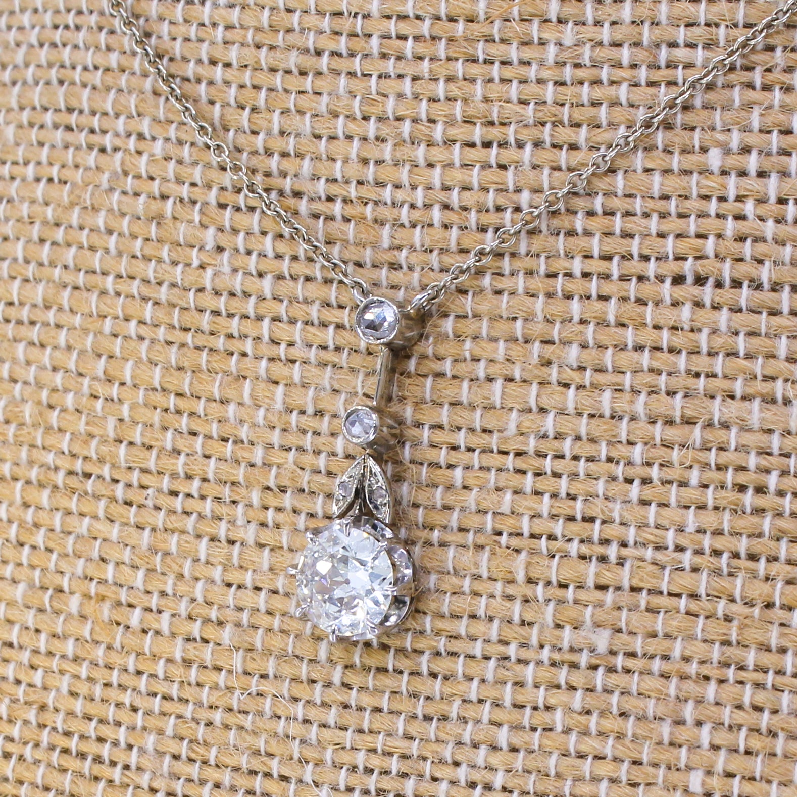 Mid Century 0.97 Carat Old Cut Diamond Pendant, circa 1950