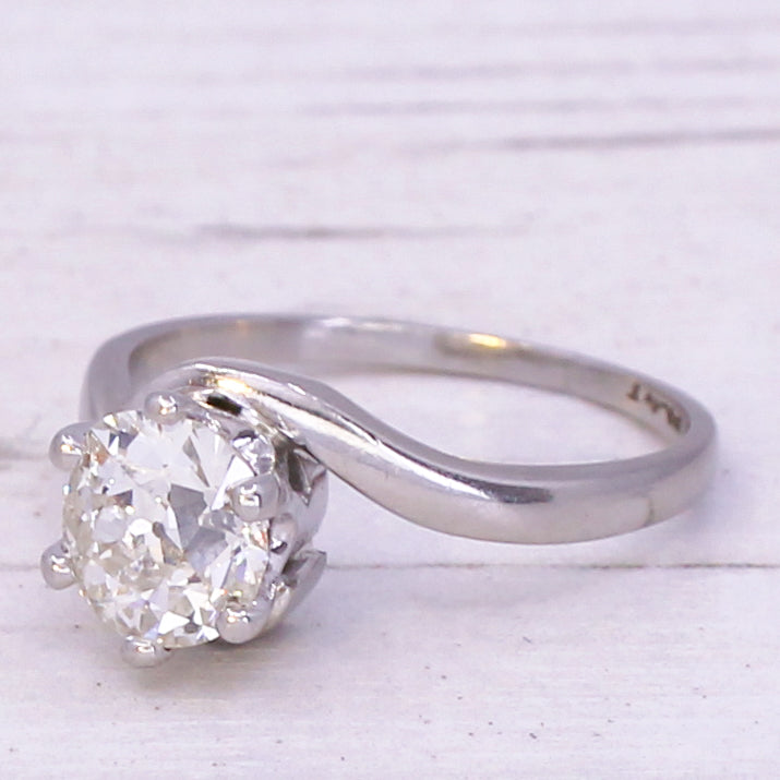 Mid Century 1.15 Carat Old Cut Diamond Engagement Ring, circa 1950