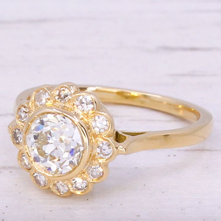 Edwardian 1.19 Carat Old Cut Diamond Cluster Ring, circa 1910